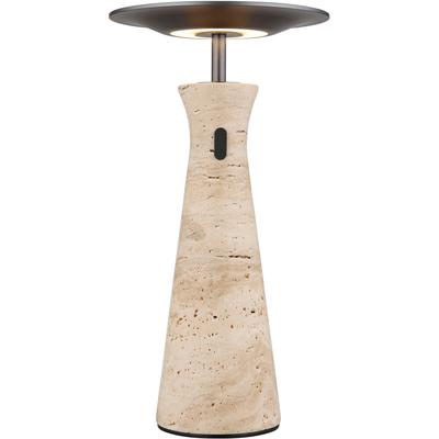 GLOBO LIGHTING LED Tischleuchte "TRAVERTIN", beige (grau), 1 Stk., Leuchten, Travertinstein Sockel, LED Tischleuchte