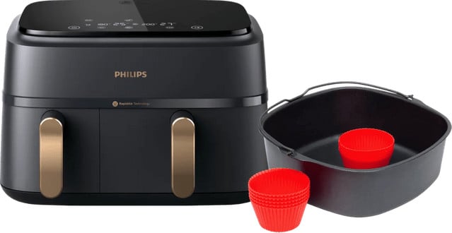 Philips 3000 Series Dual Basket Airfryer NA352/00 met bakmeesterset
