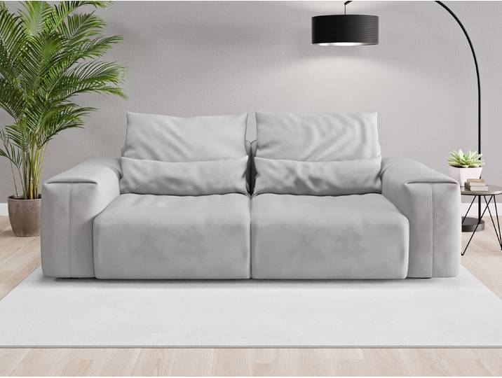 Einzelsofa Denver - Grau (Achatgrau) - Vintage Velours