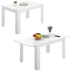 Dmora Ausziehbarer Tisch Midland, Ausziehbare Konsole für Esszimmer, Ausziehbarer Küchentisch mit Verlängerung, 140/190x90h78 cm, Glänzend Weiß