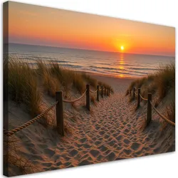 LEINWANDBILD Sonnenuntergang Strand Dünen 90x60cm