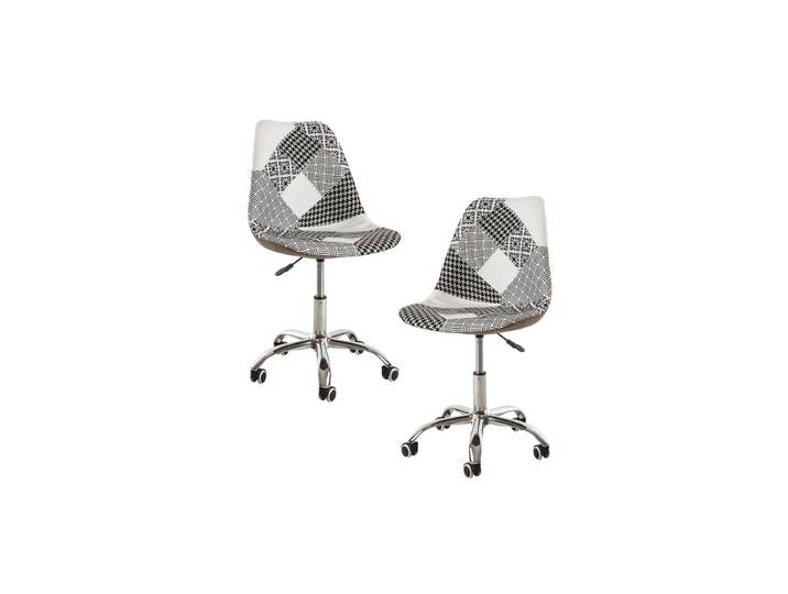 2er Set Neo Patchwork Stühle - Patchwork Weiß und Schwarz