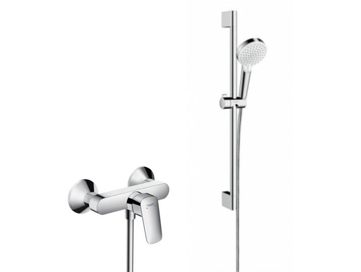 Set de douche Mitigeur Logis + Douchette 2 jets + Barre 65 cm + Flexible, Chrome (71600000-CROMETTA)