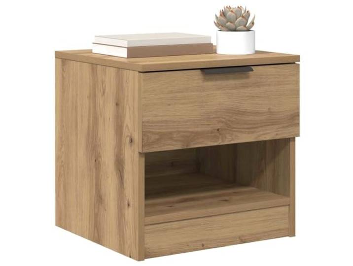 KTHLBRH Bettschrank 2 Stück Eiche Handwerk 40 x 39 x 40 cm Mehrschichtiges Holz, 2 Schubladen, 2 Einlegeböden, pflegeleicht, moderner Stil