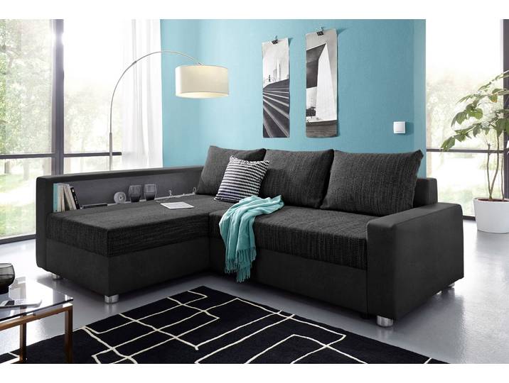 COLLECTION AB Relax L-Form, B: 223 cm Schlaffunktion, Bettkasten, Regal & 1 Zierkissen, optional Licht