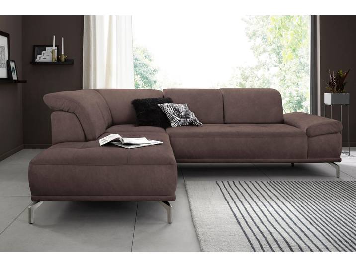 Ecksofa, Braun, 262x233 cm, Luxus-Microfaser, Sitztiefenverstellung, Vintage