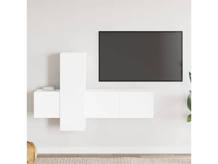 Ensemble Armoires-HIFI (Lot de 3) - Meuble TV suspendu - Grande espace - Blanc Bois d'ingénierie(3 parcel) T6004