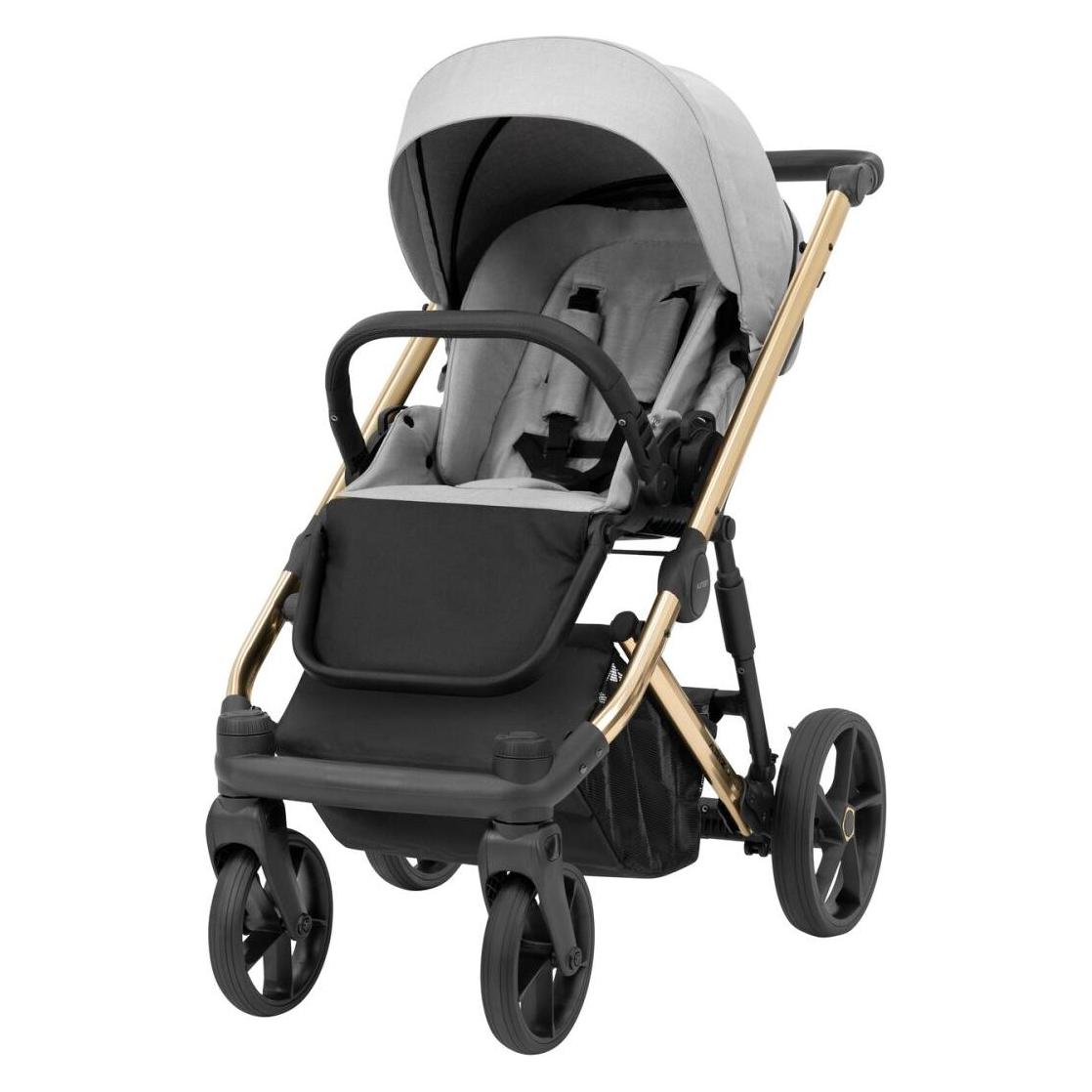 Kunert Arizo Premium 2in1 Kinderwagen in Grau mit goldenem Gestell - Leicht, stilvoll und vielseitig (65280550)