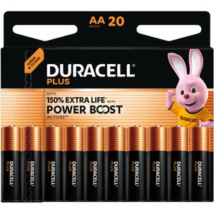 Duracell Batterien Plus Power Boost, Alkaline, 1,5V, 12 Jahre lagerfähig, AA / Mignon / LR6, 20 Stück