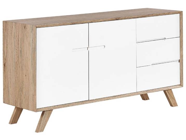 Commode blanche et effet bois clair 3 tiroirs