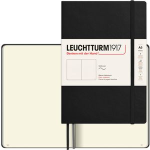Leuchtturm1917 Notizbuch Medium, 318651, Karton Softcover, schwarz, 62 Blatt / 123 Seiten, 80 g/m², blanko, A5