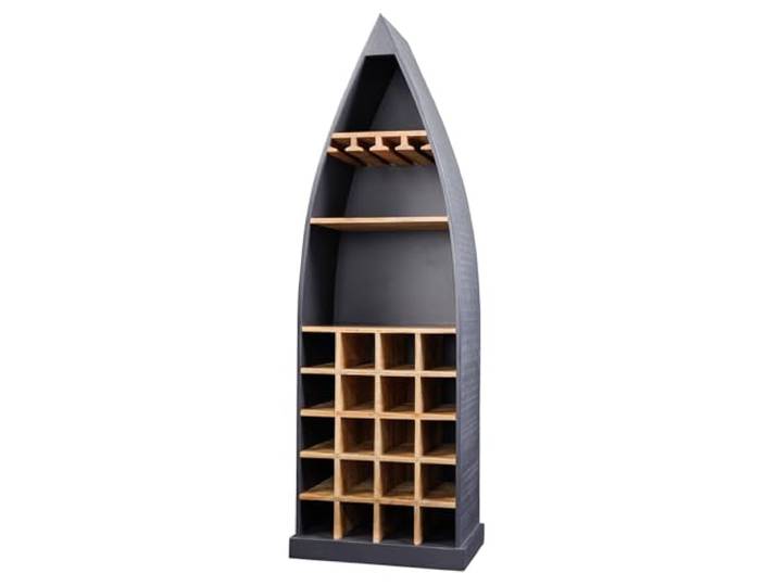 Riess Ambiente Weinregal Seven SEAS - 60x182x36cm - anthrazit - Mangoholz individuelle Maserung, Stauraum, für Weinflaschen, viel Stauraum, große Ablage, montiert geliefert