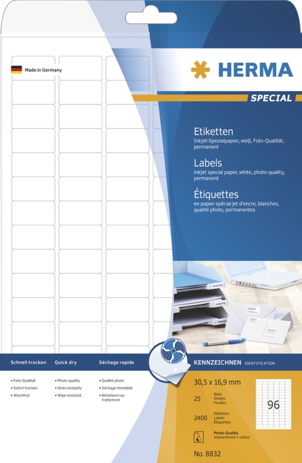 Herma 8832 Inkjet-Etiketten 3.05x1.69 cm (25 Blatt (2400 Etiketten))