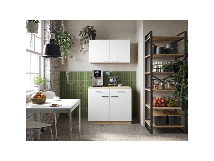 Respekta Buffet Merle, Weiß, Eiche, 4 Fächer, 2 Schublade(n) Schubladen, 100x200x60 cm, erweiterbar, Küchen, Küchenmöbel, Buffetschränke