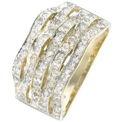 Goldring FIRETTI "Schmuck Geschenk Gold 333 Diamantring Wellen glitzernd" Gr. 16, gold (gelbgoldfarben, weißgoldfarben), Fingerringe, Damen, 16, 0,3 P3 = leicht erkennbare Einschlüsse, Diamanten Gelbgold 333, 3mm, Diamanten, Gelbgold 333, Goldring, mit Diamanten