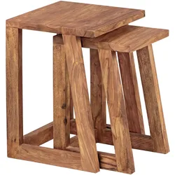 BEISTELLTISCH Set – 2-teilig Massivholz eckig Landhaus