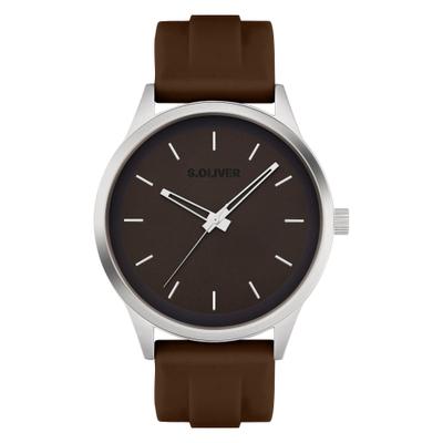 Quarzuhr S.OLIVER "Sport Silicone", braun (braun, schwarz), Armbanduhren, Herren, Quarzuhr, Armbanduhr, Herrenuhr, Silikonarmband, analog