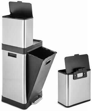 HOLDN’ STORAGE Trash Can and Recycling Bin Collection, Multi-Compartment Waste Organizer for Kitchen, Compost and Recycling