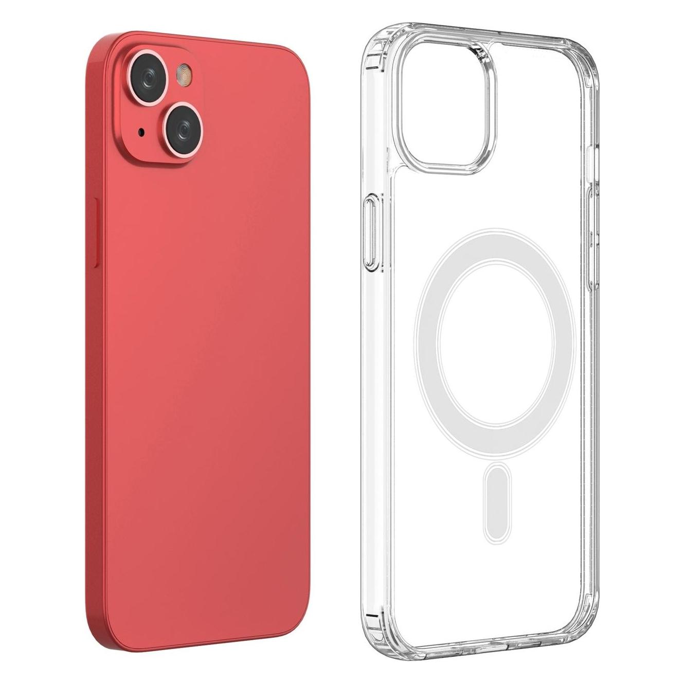 Hurtel Clear Magnetic Case with MagSafe for iPhone 14 Plus with silver ring - transparent (Apple iPhone 14 Plus) (1404978613)