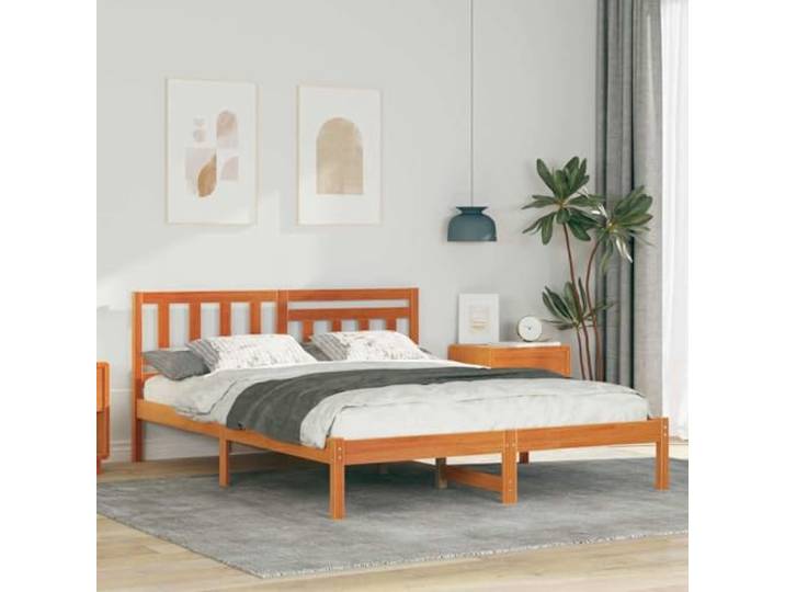 YUTAASU Bettrahmen Massives Kiefernholz 140 x 190 cm Plattform-Lattenunterstützung, Modernes Minimalistisches Design, Einfache Montage, Pflegeleicht