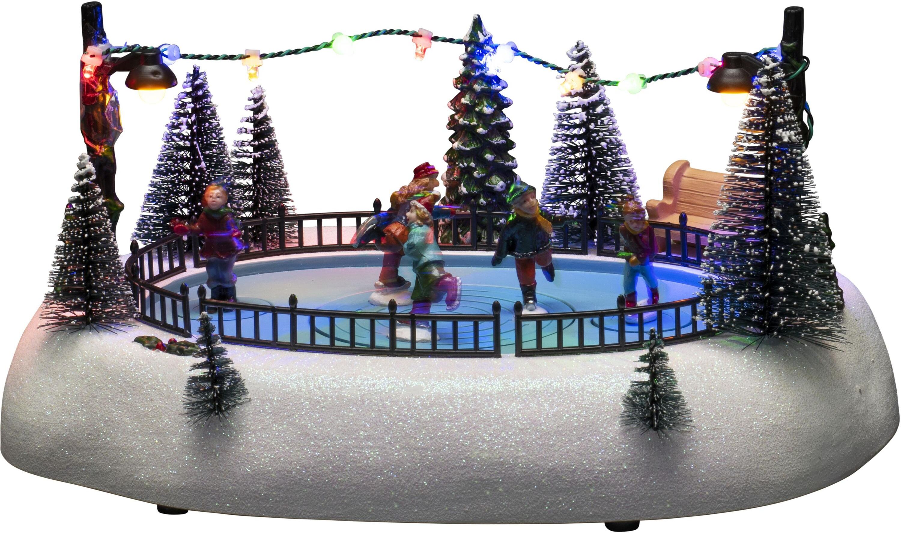 KONSTSMIDE LED Dekofigur "Szenerie Eisbahn mit Musik", bunt (mehrfarbig), H: 20cm, Kabelfarbe Schwarz, Leuchten, LED Dekofigur mehrfarbig H: 20cm, Kabelfarbe Schwarz