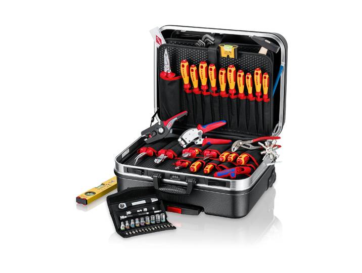 Werkzeugkoffer KNIPEX BIG Basic Move ElektroPlus, 68-teilig , schwarz, B:43,8cm H:26,5cm T:51,5cm, Aluminium, Aufbewahrungsboxen, Werkzeugkoffer