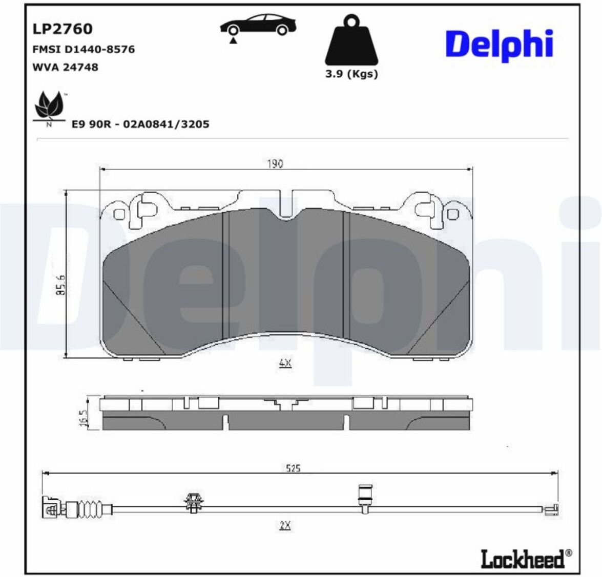 Bremsbelagsatz DELPHI LP2760
