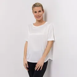 JERYMOOD HOMEWEAR Shirt, 1/2-Arm Rundhalsausschnitt abgerundeter Saum Ärmelaufschlag