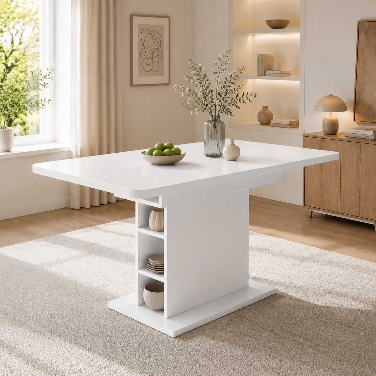 Muvano Uitschuifbare Rechte Eettafel Wit