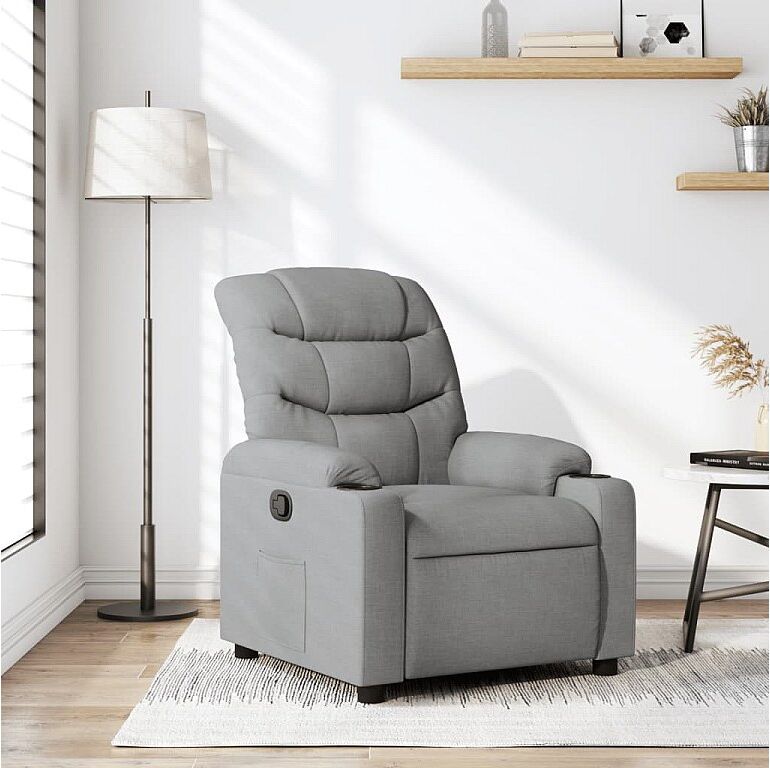 Clicnbuy Sillón reclinable de tela gris claro