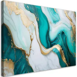 LEINWANDBILD Türkiser Marmorstein mit Gold 90x60cm