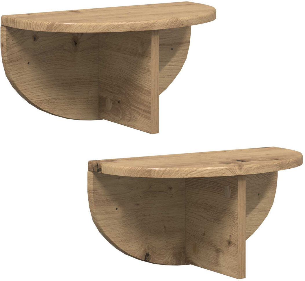 17 Stories Floating Shelf Smoked Oak 24cm H x 48cm W x 24cm D