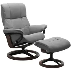 Stressless Sessel mit Hocker Mayfair Signature Leder Grau Batick Wild Dove M (Medium)