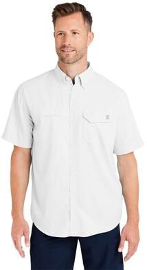 HUK H150171 Athletic Men's Tide Point Short Sleeve Shirt in White size XL   Polyester