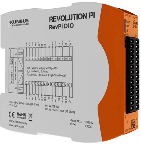 Kunbus Revolution Pi by RevPi DIO PR100197 SPS-Erweiterungsmodul 24V