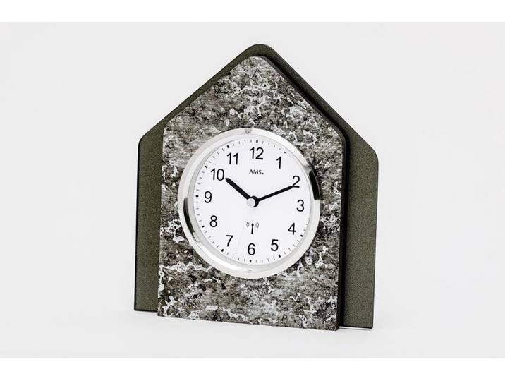AMS Tafelklok van hout- mat antraciet - radiogestuurd uurwerk 5169