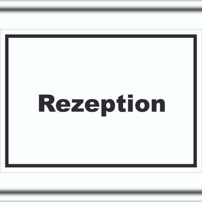 HB-Druck Rezeption Schild mit Text Anmeldung Eingang waagerecht A4 (210x297mm)