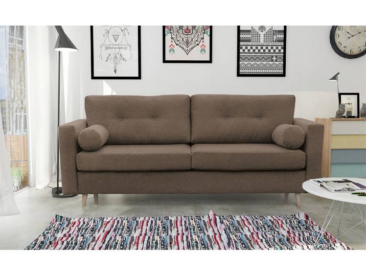 NACANAPA Sofa SZTOKHOLM, Lose Rückenkissen, Füllung: Bonellfeder + t30-Schaum, Bettzeugkasten, Schlaffunktion 150x195