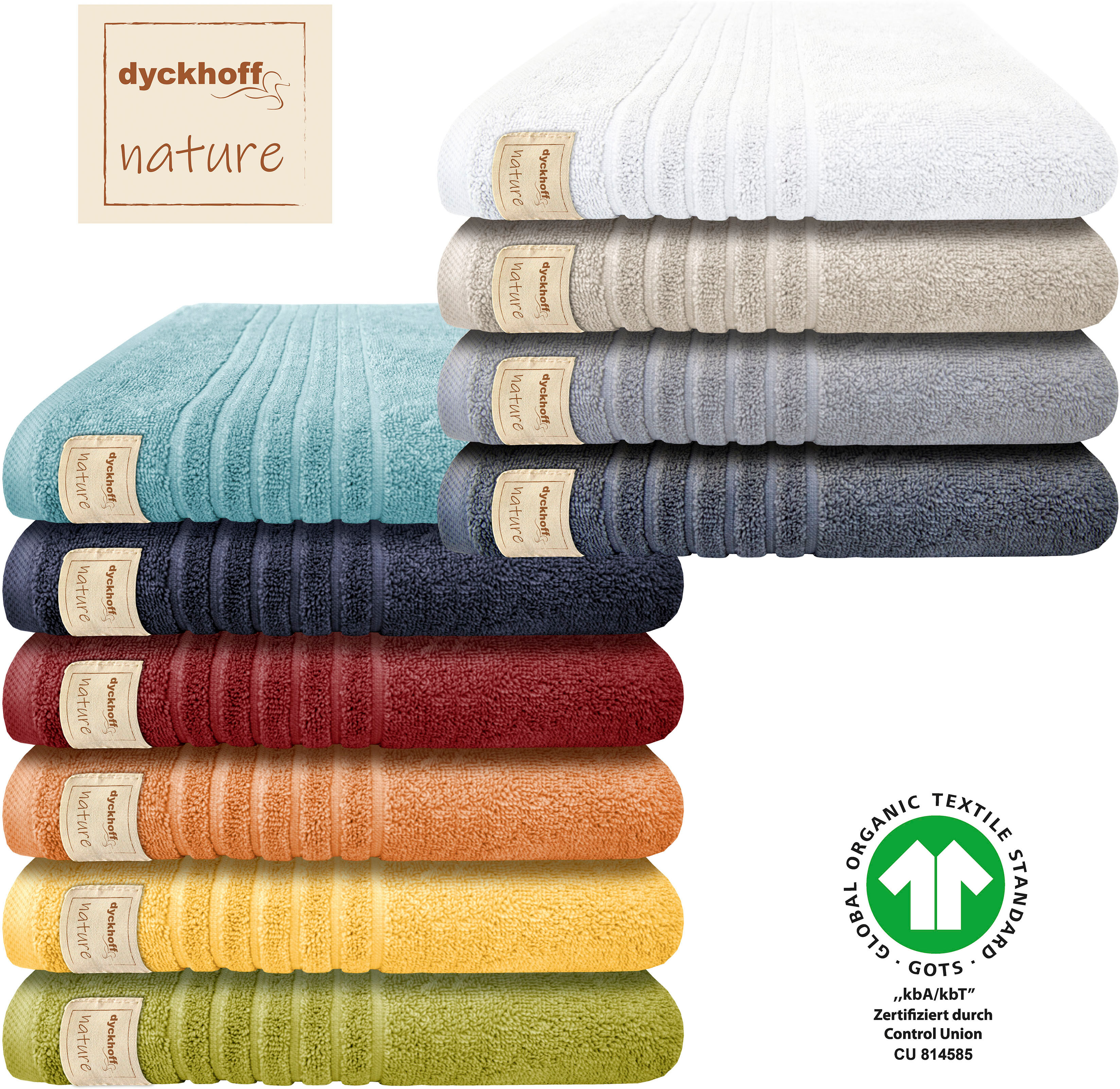 Duschtuch DYCKHOFF "Nature", orange (terra), B:70cm L:140cm, Frottier, Obermaterial: 100% Baumwolle, Handtücher, Duschtuch terra B/L: 70cmx140cm, 1 Stk., Frottier