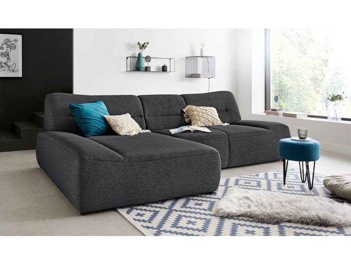 Ecksofa, Struktur fein, Anthrazit 288×175 cm, Fester Sitzkomfort, Modern, Domo-Collection