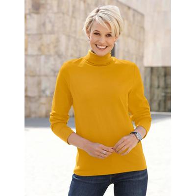Rollkragenshirt CLASSIC BASICS "Shirtrolli", Damen, Gr. 40, gelb (ocker), 100% Baumwolle, unifarben, ohne Ausschnitt, Shirts