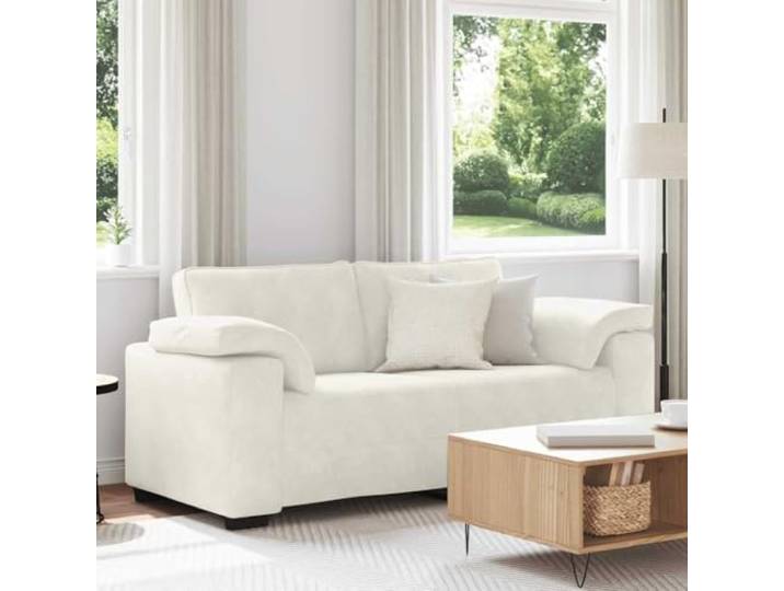 HEFZGDB Zweisitzer-Sofa Creme 140 cm Samt Modernes Relaxsofa mit Samtstoff und Sperrholz-Armlehnen für Wohnzimmer Schlafzimmer Arbeitszimmer Komfortables Sitzerlebnis Robustes