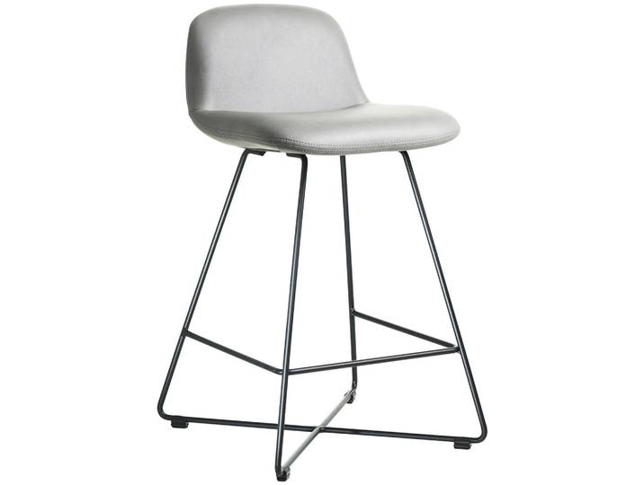 Celina Home Barhocker Cross, Schwarz, Hellgrau, Metall, Rundrohr, X-Form, 50x85x48 cm, Stoffauswahl, Esszimmer, Barmöbel, Barhocker