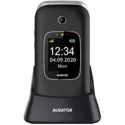 Aligator V650 (2.4") Black, Silver Senior phone (2.40", 1.30 Mpx), Tastenhandy, Schwarz, Silber