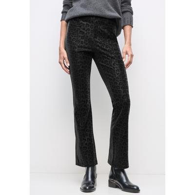 Bootcuthose STREET ONE, Damen, Gr. 44, Länge 30, schwarz, Stoff, 95% Polyester, 5% Elasthan, bootcut fit normal, Hosen, mit Leo-Muster