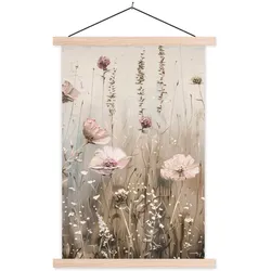 POSTER MIT MAGNETLEISTEN Blumen - Rosa - Modern - Beige Deko Wohnzimmer 40x60 cm