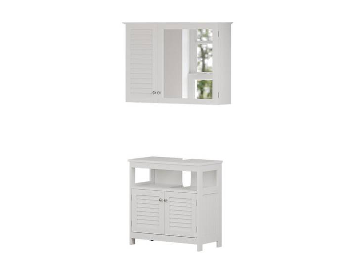 Vicco Badmöbel-Set Riad, Weiß, 2-teilig, 7 Fächer, nicht einzeln stellbar,Rechteckig, 60x60x30 cm, Badezimmer, Badmöbelsets & Badmöbelserien, Badmöbel-Sets