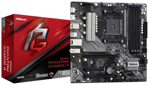 ASRock B550M Phantom Gaming 4 Mainboard Sockel (PC) AMD AM4 Formfaktor (Details) Micro-ATX Mainboard-Chipsatz AMD B550