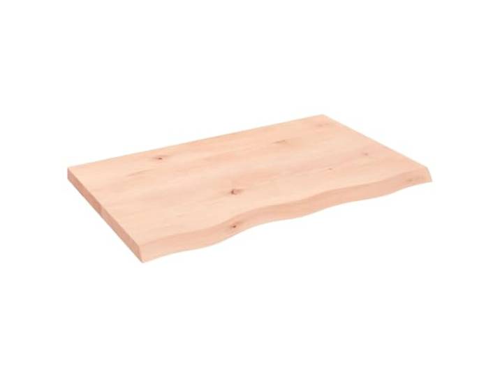 KLGBNCVE Tischplatte Massivholz Eiche Unbehandelt 80x50 cm Naturkante, Handgefertigt, DIY Lackierbar, Für Tischgestelle