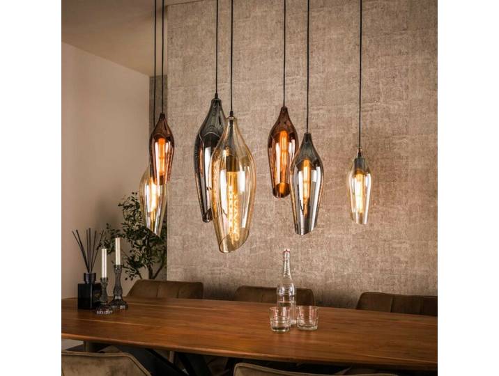 Liadomo Pendelleuchte Altair 7-flammig, bunte Glasschirme, E27 I